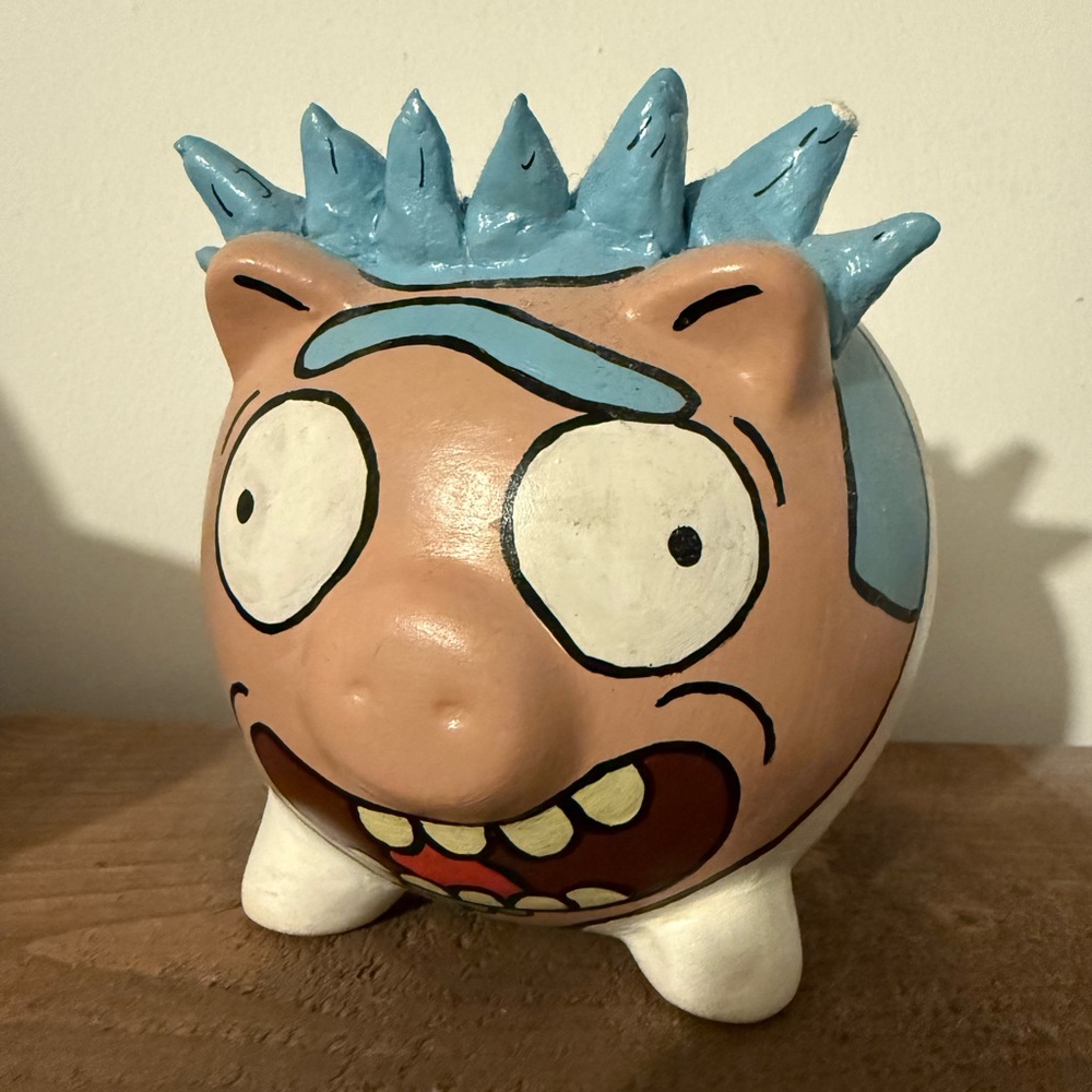 Rick and Morty piggy bank - hand painted